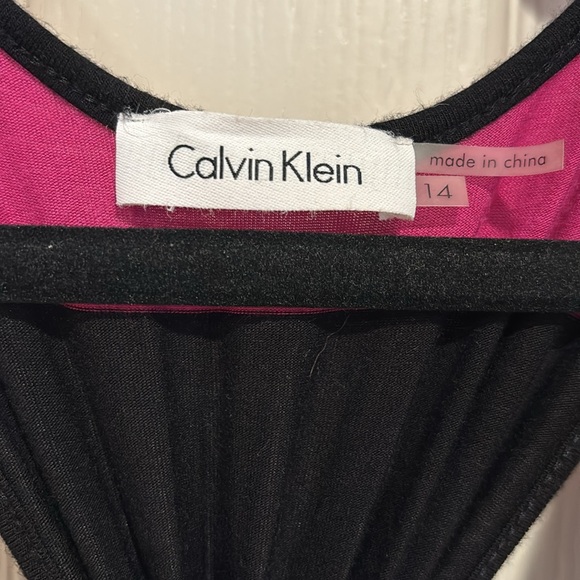 Calvin Klein Grey, Fuchsia & Black Striped Maxi Dress, size 14. Racer back - Picture 3 of 7